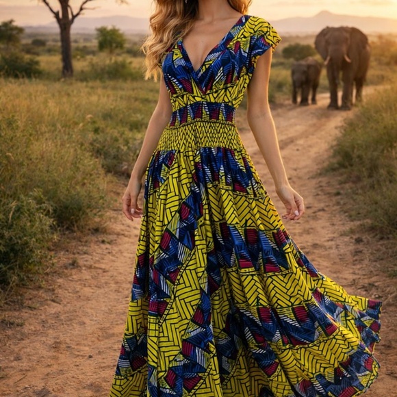 Dresses & Skirts - African Print Vibrant Multicolor Maxi Dress